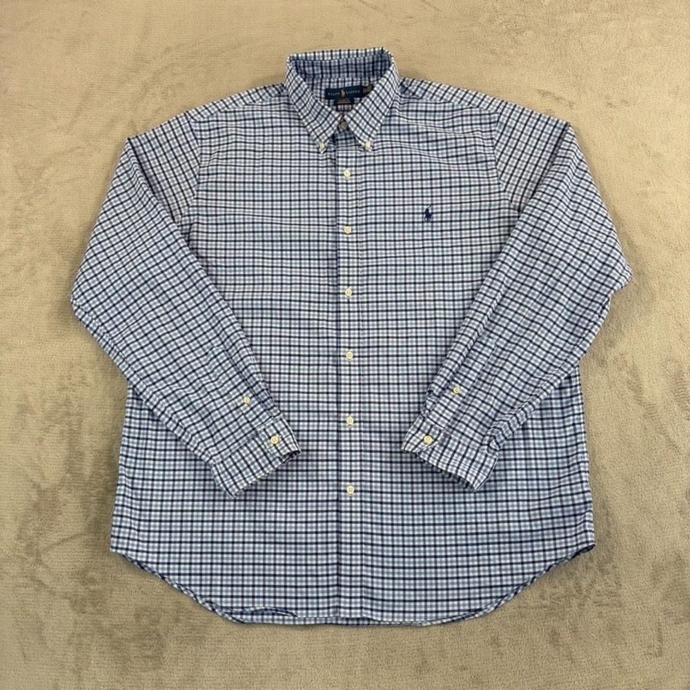 Polo Ralph Lauren Classic Fit Performance Shirt in Blue Plaid Men 2XL Pony Prepp